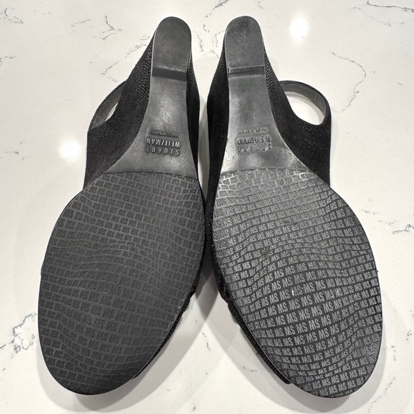 Stuart Weitzman Black Genuine Suede Slingback Sandals with Silver Accents NWOT - Picture 7 of 8